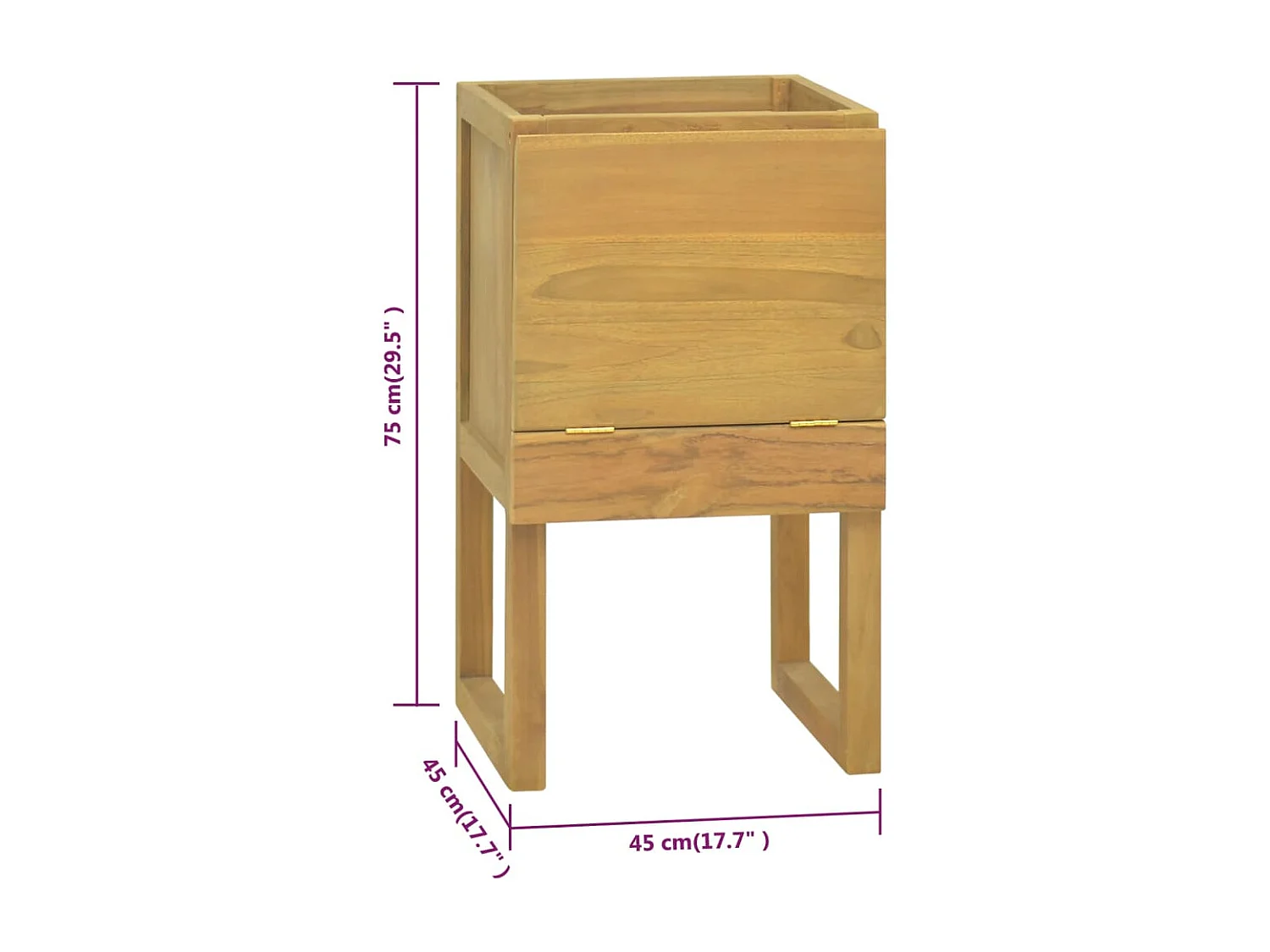 Badschrank 41x40x75 cm Massivholz Teak
