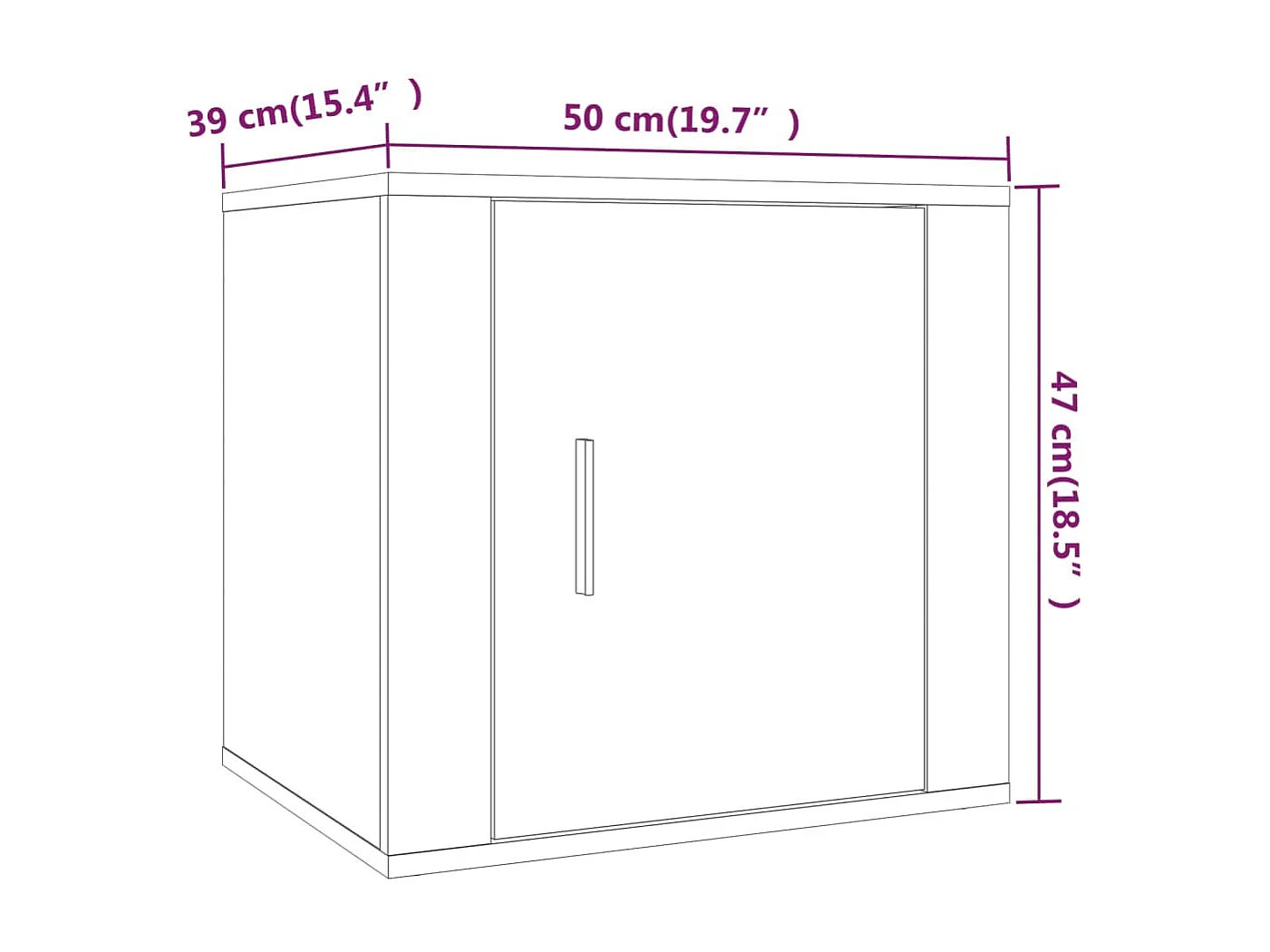 Comodino Rovere Fumo 50x39x47 cm