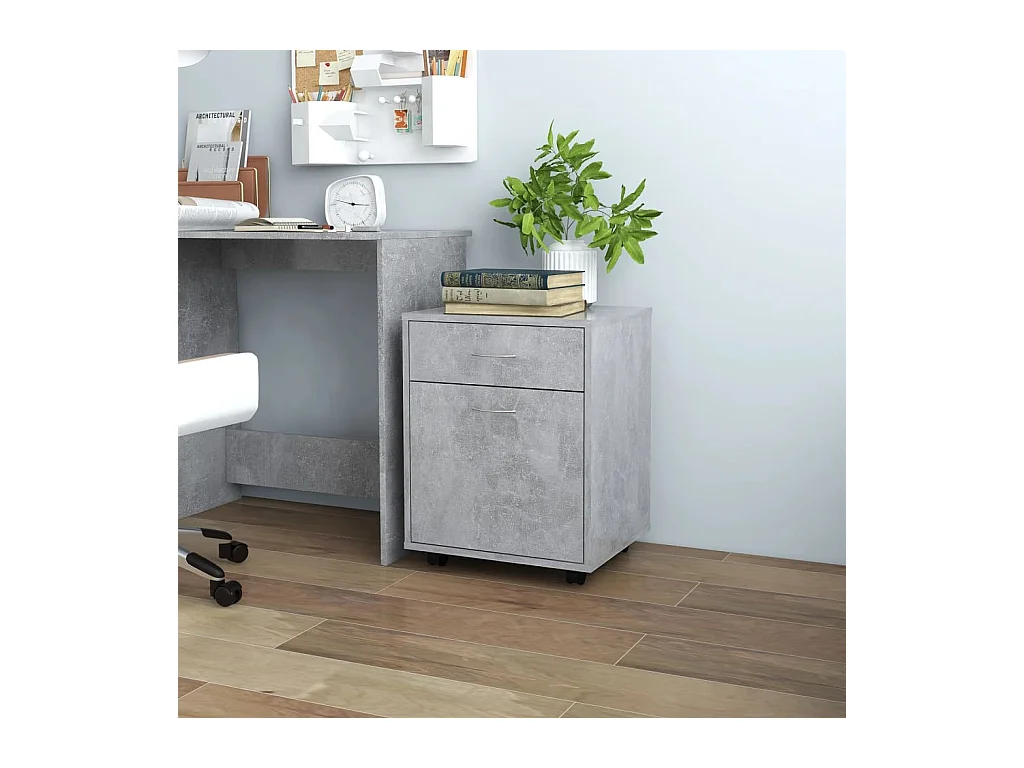 Armoire à roulettes Gris béton 45x38x54 cm Bois d’ingénierie