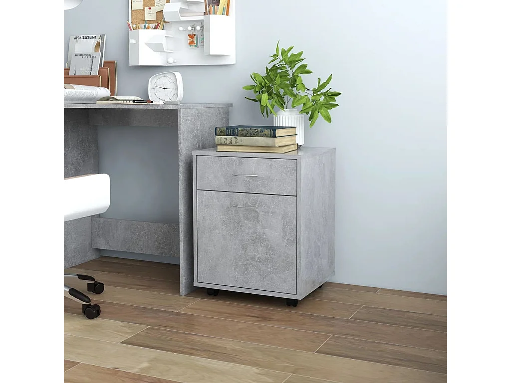Armoire à roulettes Gris béton 45x38x54 cm Bois d’ingénierie