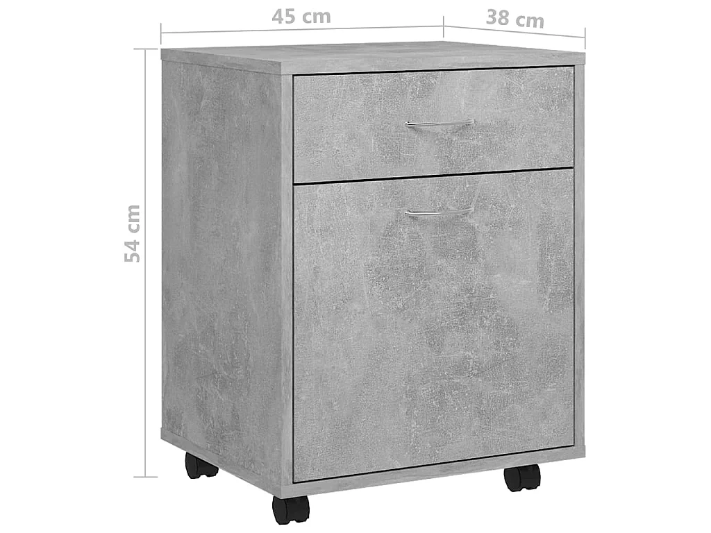 Rollschrank Betongrau 45x38x54 cm Holzwerkstoff