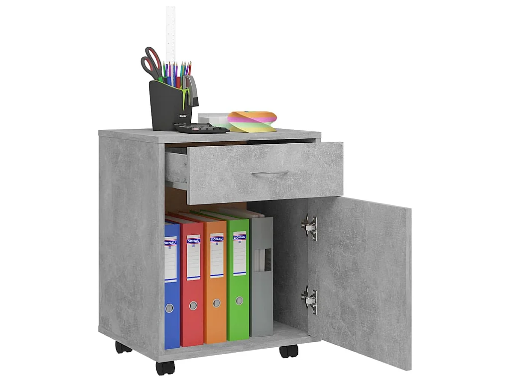 Rollschrank Betongrau 45x38x54 cm Holzwerkstoff