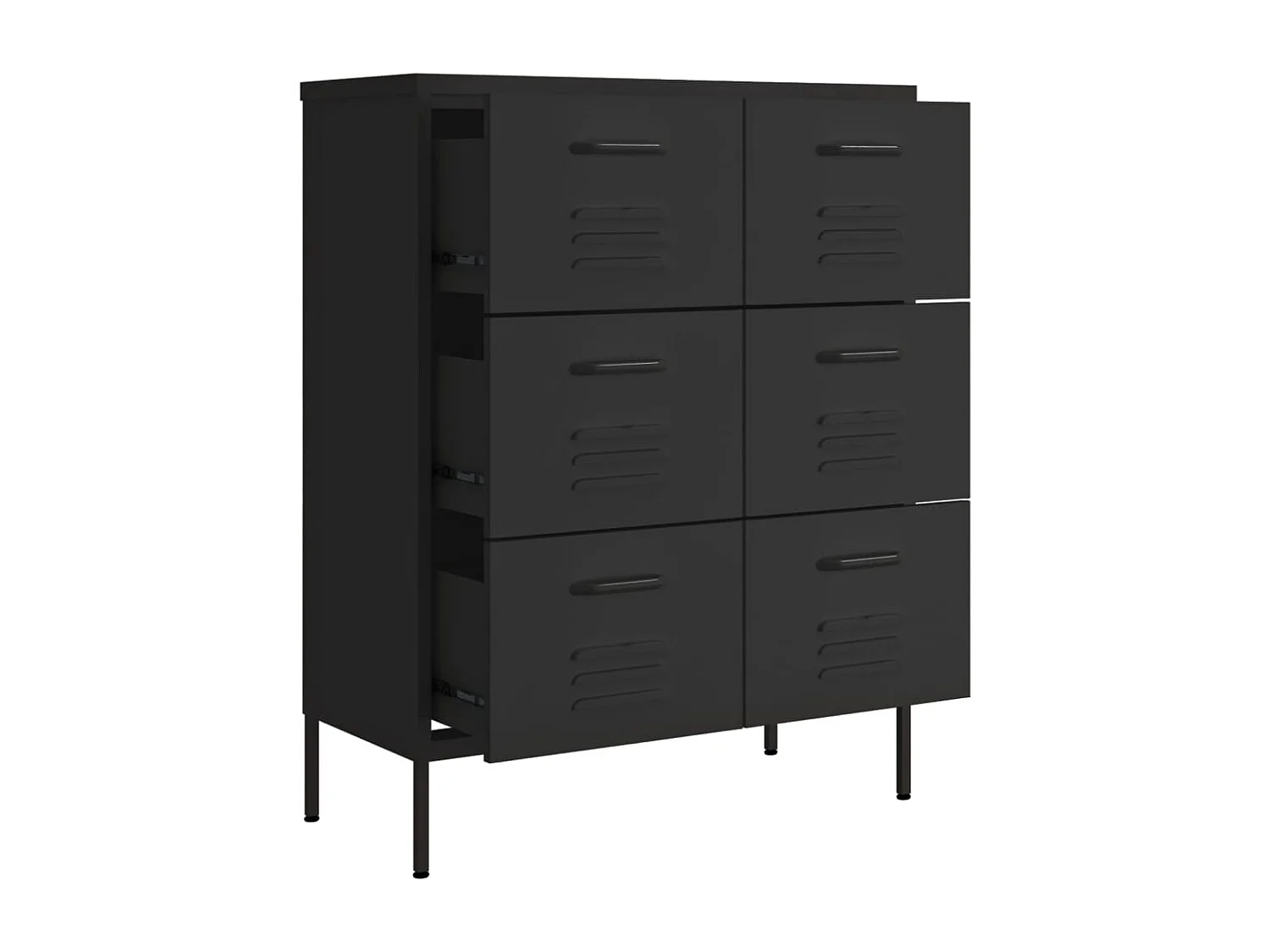 Armoire à tiroirs Noir 80x35x101,5 cm Acier