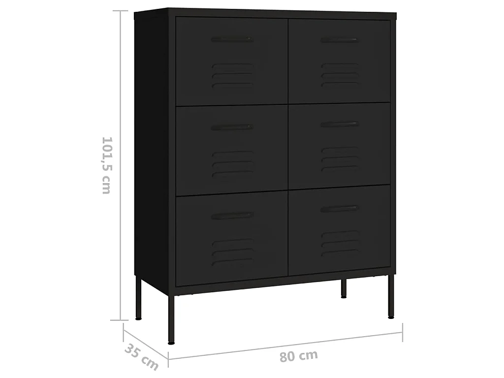 Armario de almacenamiento acero negro 80x35x101,5 cm