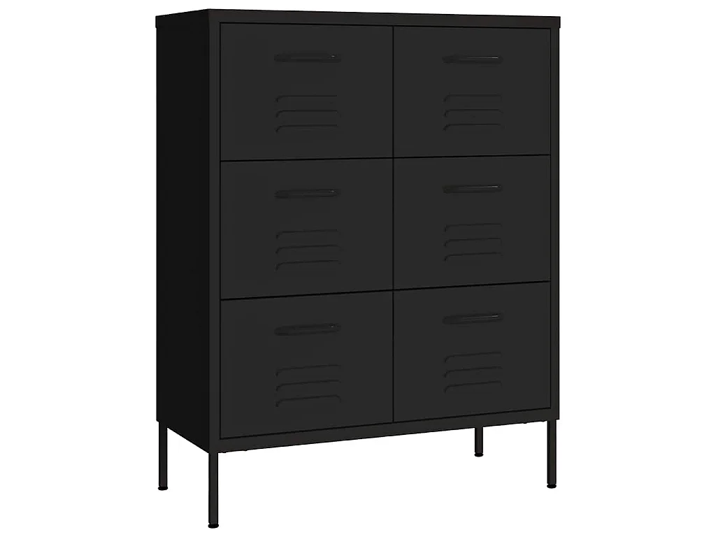 Cassettiera Nera 80x35x101,5 cm in Acciaio