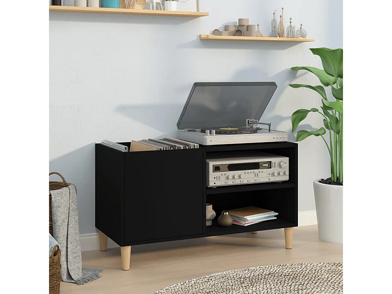 Plattenschrank Schwarz 84,5x38x48 cm Holzwerkstoff