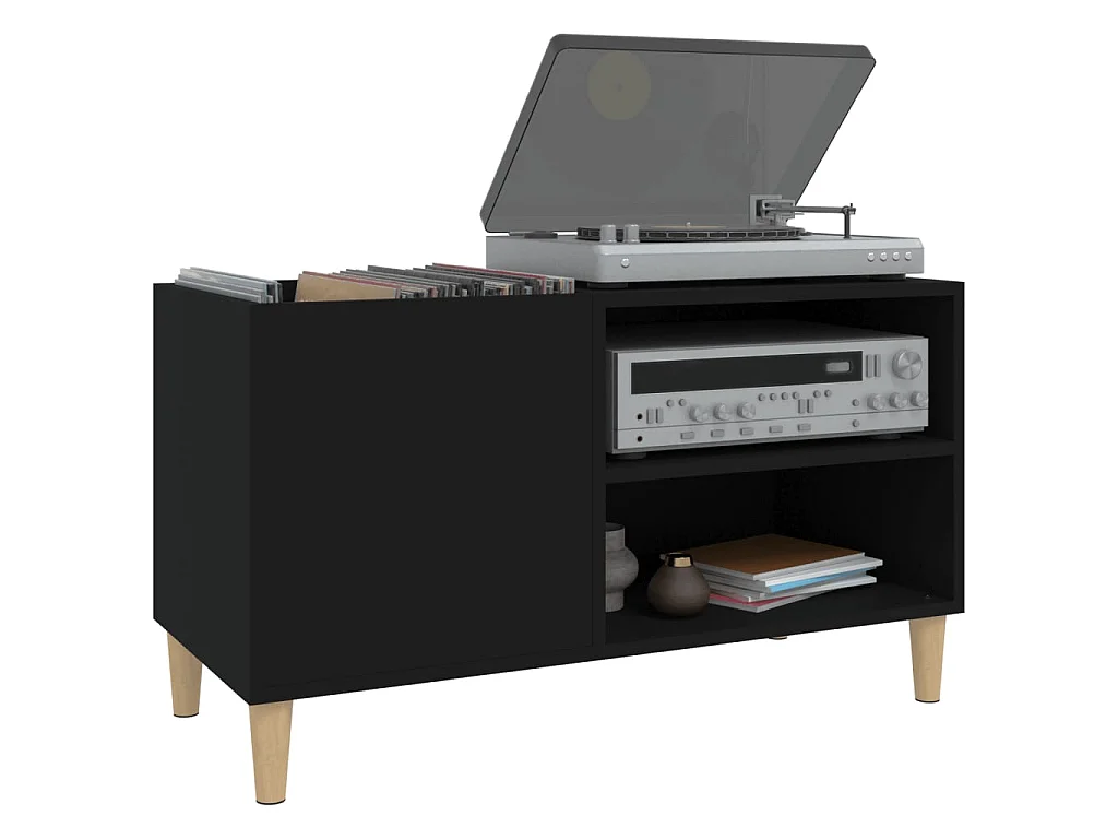 Mobile Porta Dischi Nero 84,5x38x48 cm in Legno Multistrato
