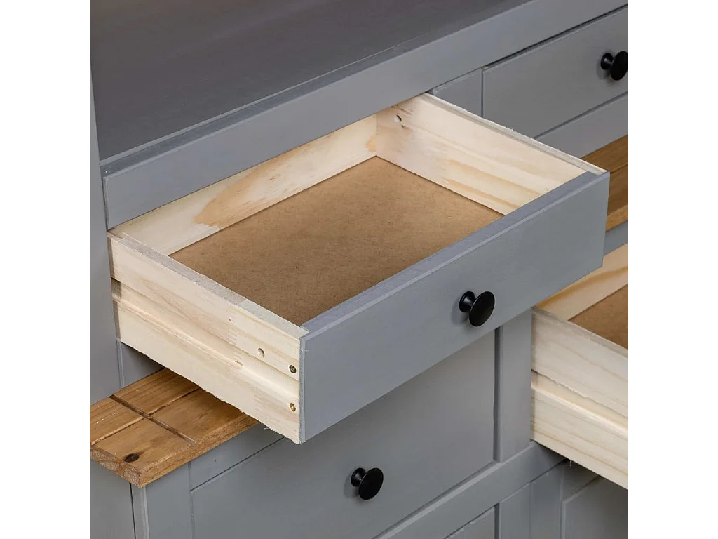 Hoge kast Panama Range 93x40,5x180 cm massief grenenhout grijs