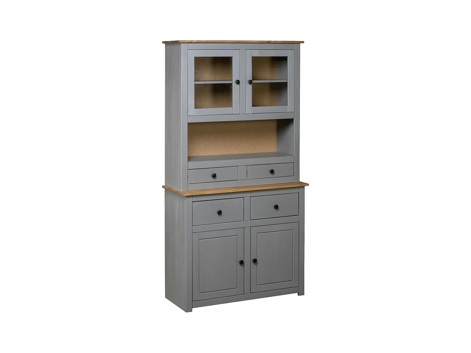 Hoge kast Panama Range 93x40,5x180 cm massief grenenhout grijs