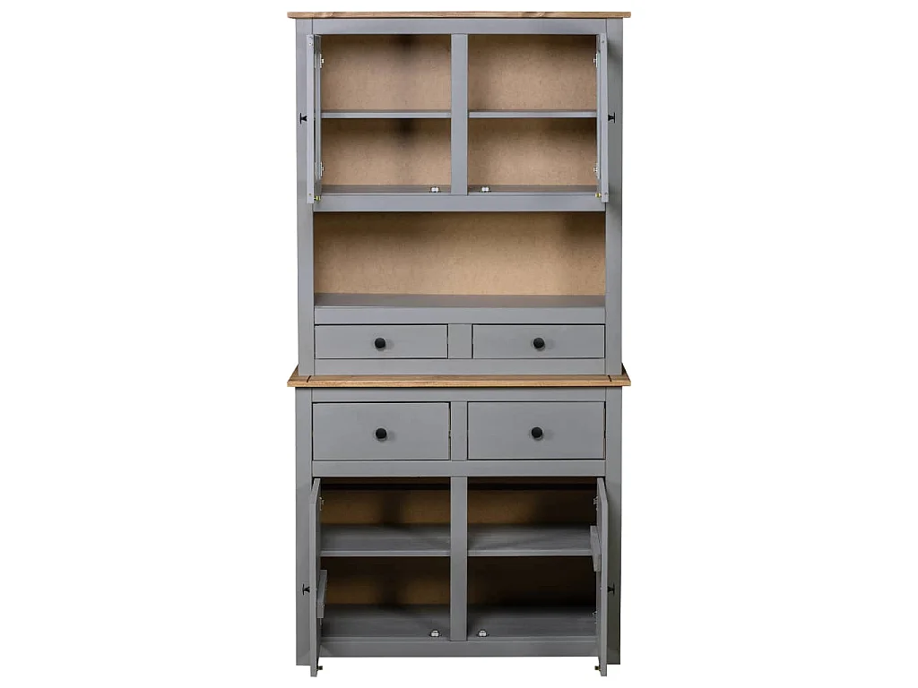 Buffet haut Gris 93x40,5x180 cm Pin Gamme Panama