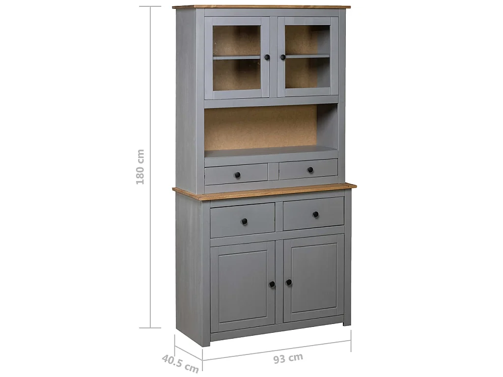 Buffet haut Gris 93x40,5x180 cm Pin Gamme Panama