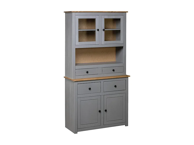 Buffet haut Gris 93x40,5x180 cm Pin Gamme Panama