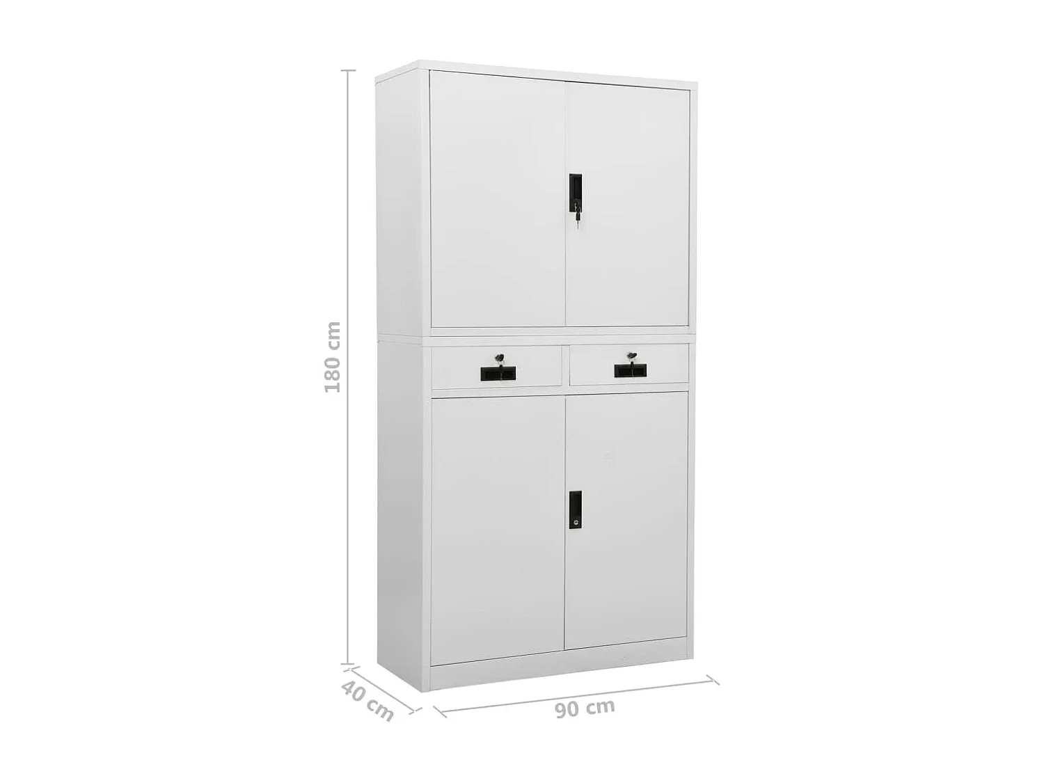 Büroschrank Hellgrau 90x40x180 cm Stahl