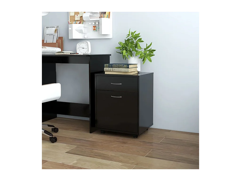 Armoire à roulettes Noir 45x38x54 cm Bois d’ingénierie