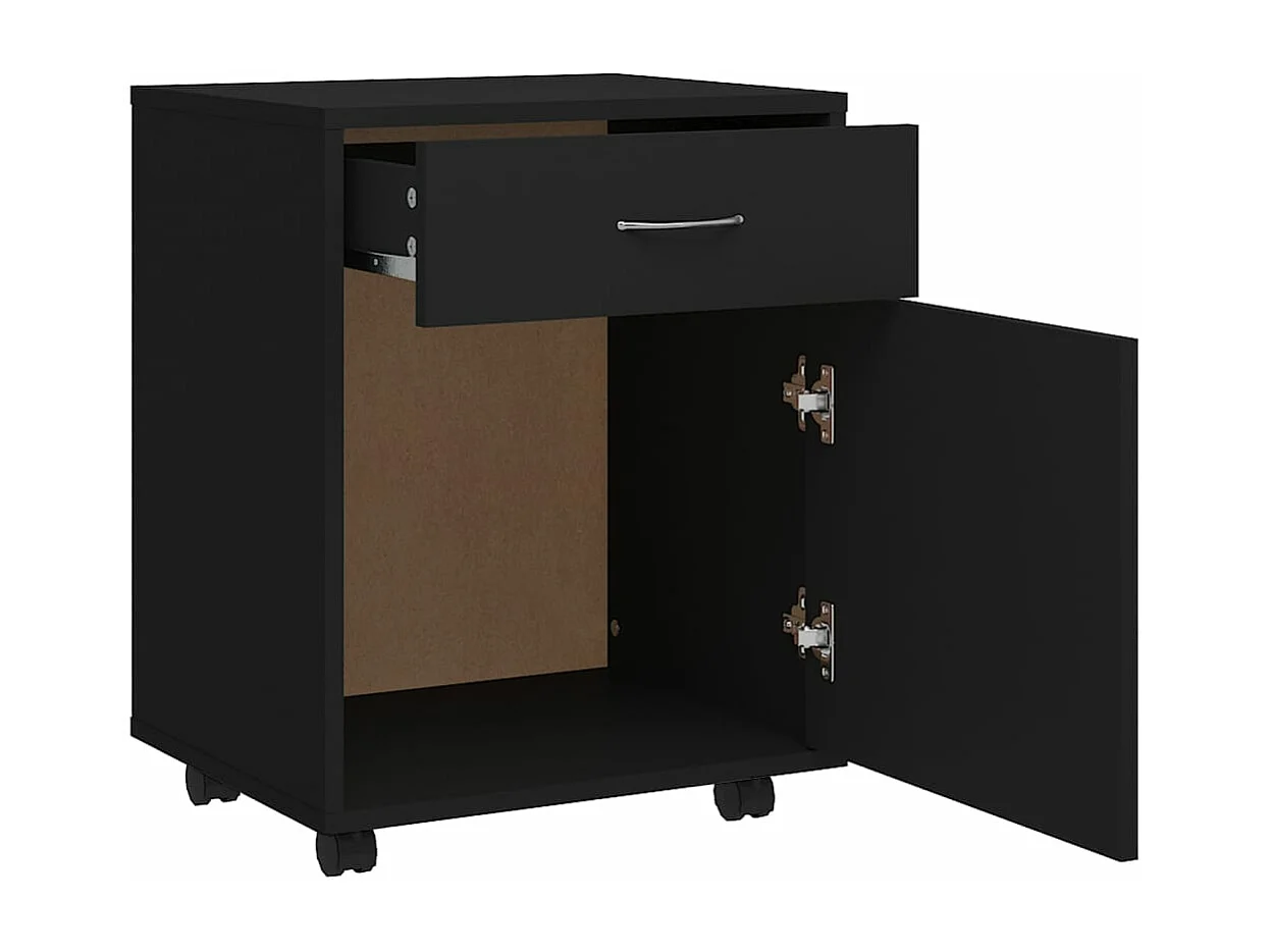 Armoire à roulettes Noir 45x38x54 cm Bois d’ingénierie