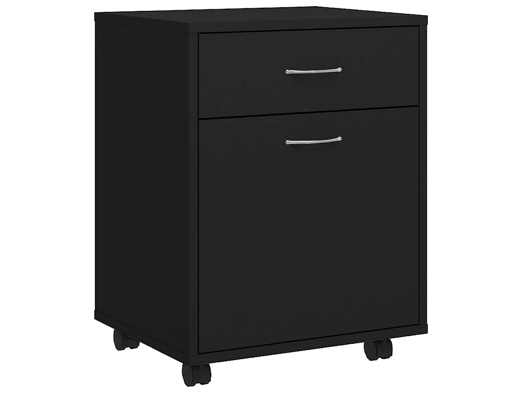 Armoire à roulettes Noir 45x38x54 cm Bois d’ingénierie