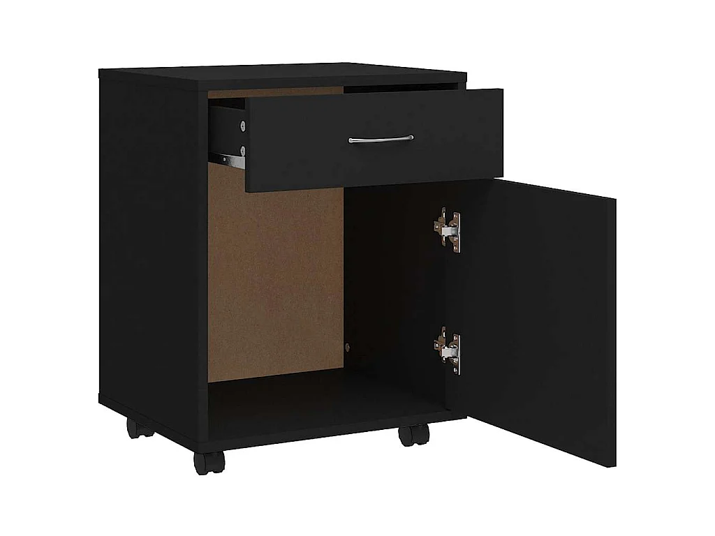Armoire à roulettes Noir 45x38x54 cm Bois d’ingénierie
