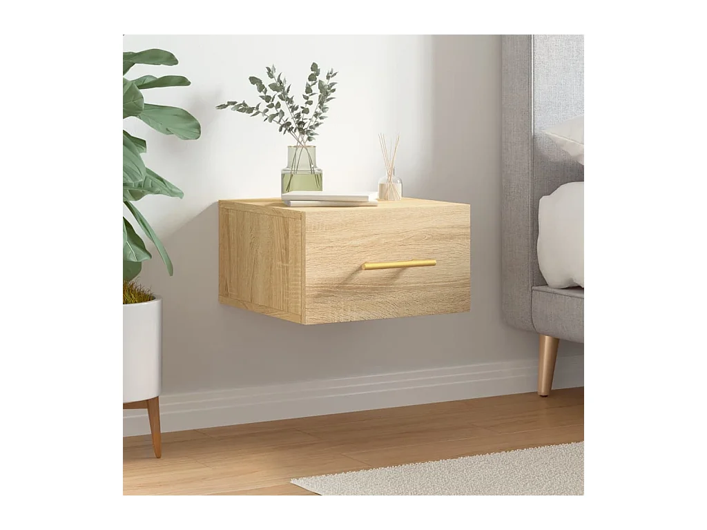 Table de chevet murale chêne sonoma 35x35x20 cm