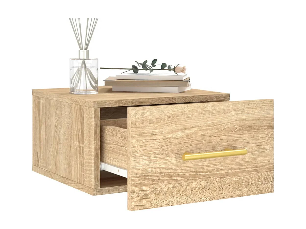 Table de chevet murale chêne sonoma 35x35x20 cm