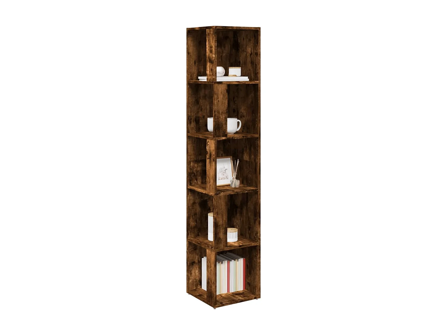 Scaffale Angolare Rovere Fumo 33x33x164,5 cm Legno Multistrato