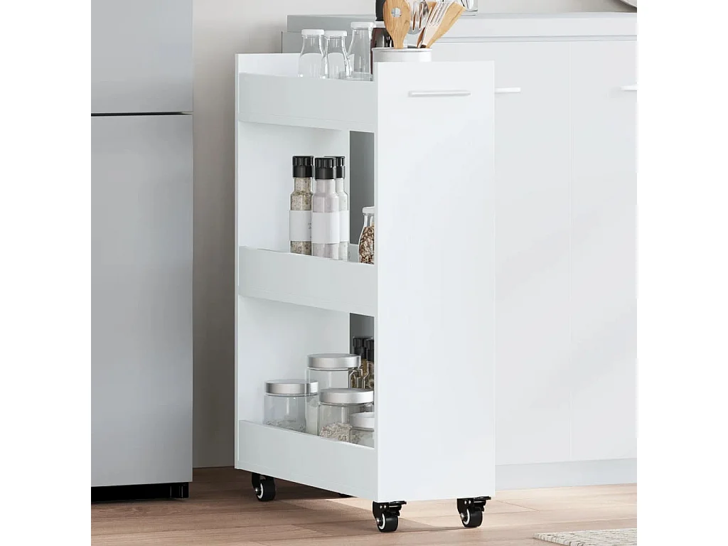 Armoire avec roues blanc 60x22x79 cm bois d'ingénierie