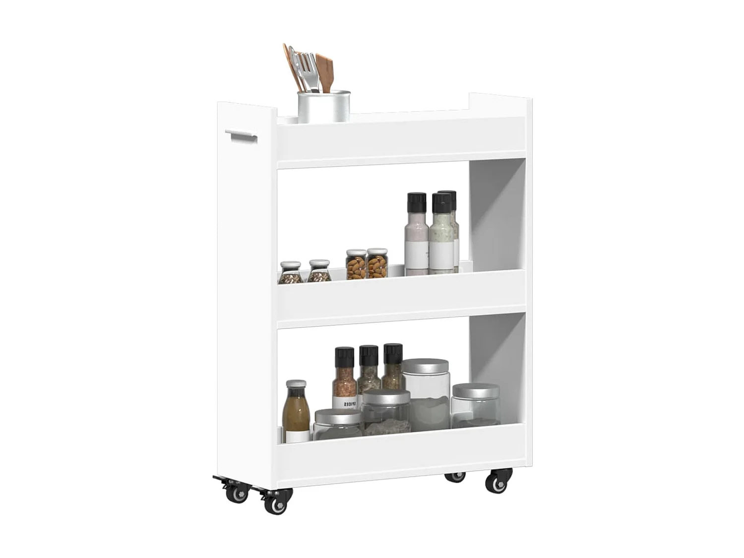 Armoire avec roues blanc 60x22x79 cm bois d'ingénierie