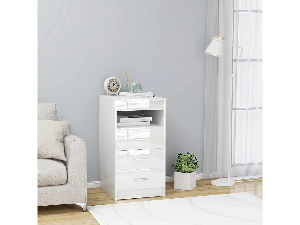 Armoire à tiroirs Blanc brillant 40x50x76 cm Bois d'ingénierie