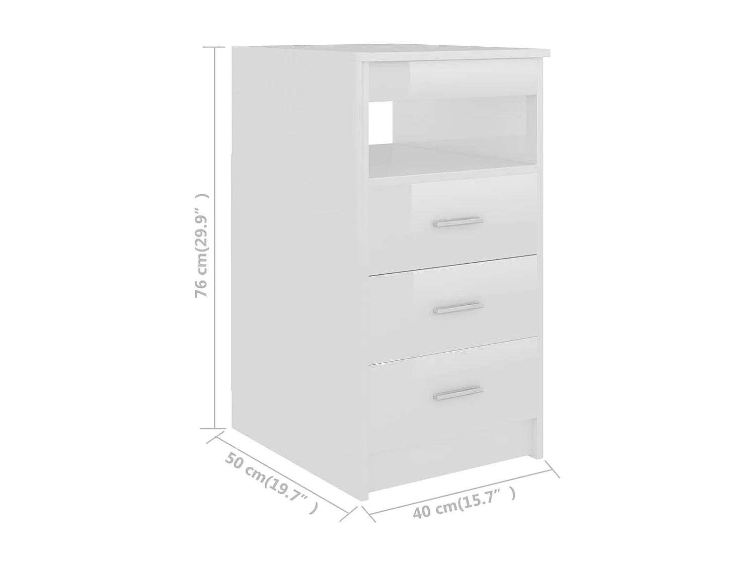 Armoire à tiroirs Blanc brillant 40x50x76 cm Bois d'ingénierie