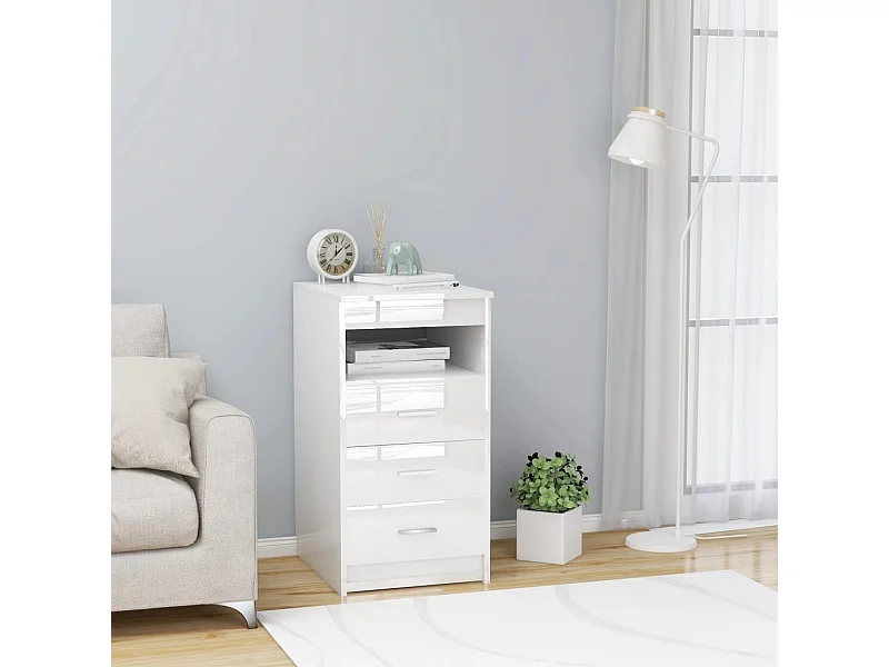 Móvel c/ gavetas 40x50x76cm madeira processada branco brilhante