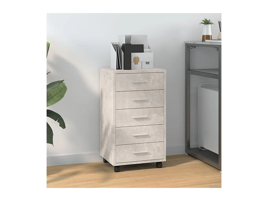 Armoire à tiroirs avec roulettes Gris béton Bois d'ingénierie