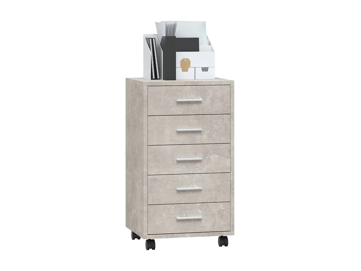 Armoire à tiroirs avec roulettes Gris béton Bois d'ingénierie