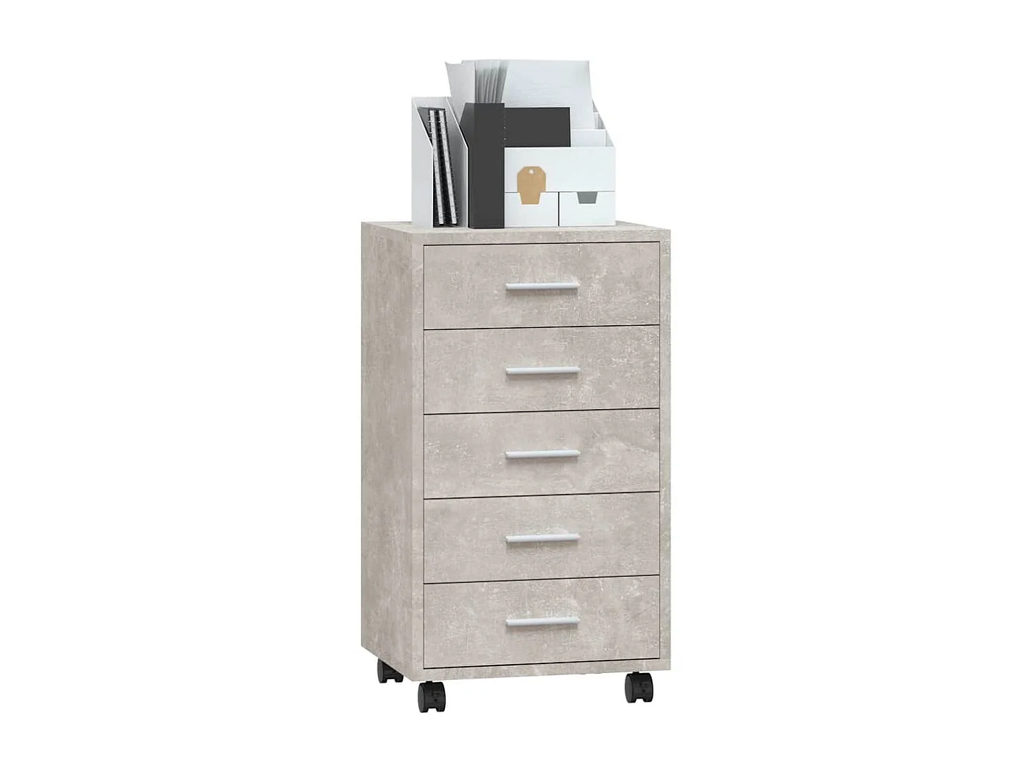 Schubladenschrank mit Rollen Betongrau Holzwerkstoff