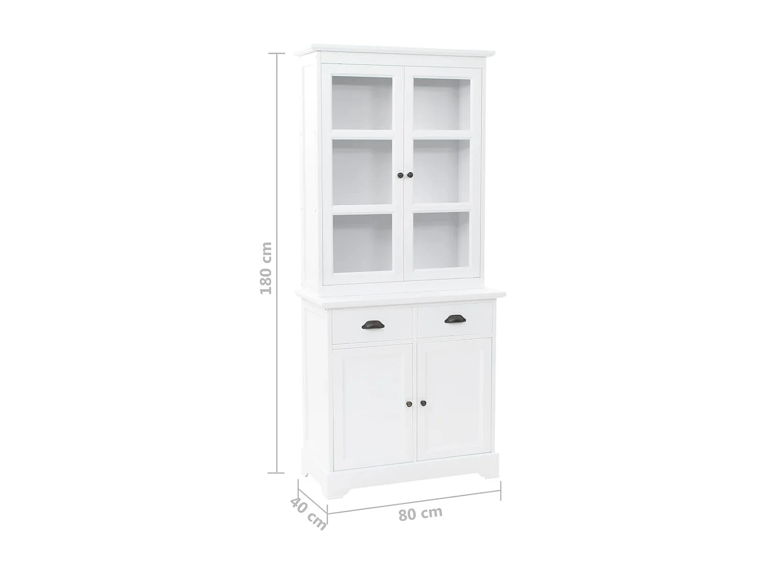 Vaisselier avec 4 portes MDF et Bois de pin 80x40x180 cm