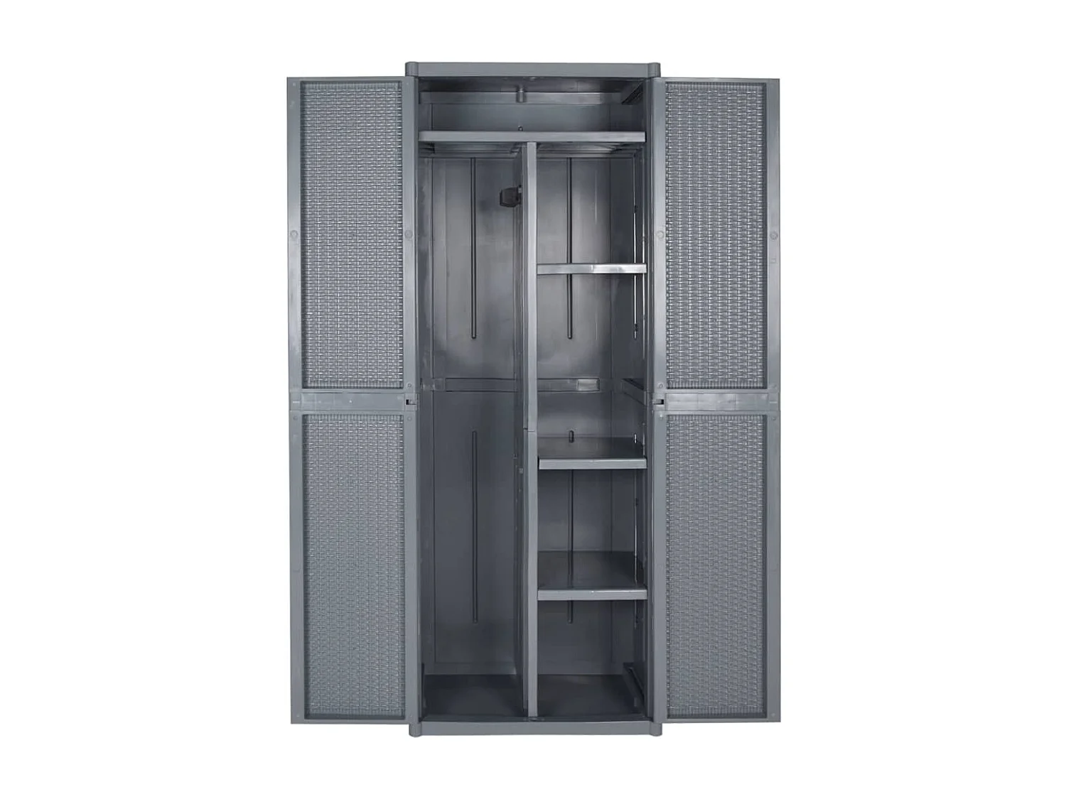 Armario de almacenaje para jardín PP ratán gris 65x45x172 cm