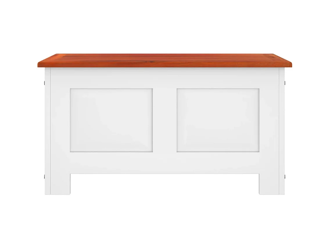 Coffre de rangement et couvercle marron et blanc bois d'acacia