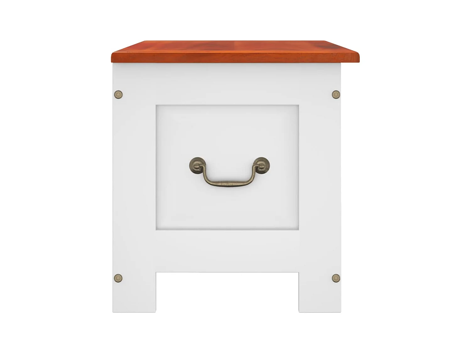 Coffre de rangement et couvercle marron et blanc bois d'acacia