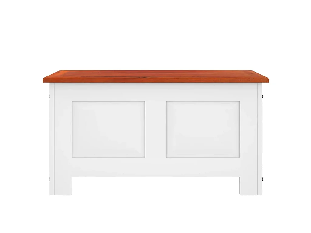 Coffre de rangement et couvercle marron et blanc bois d'acacia