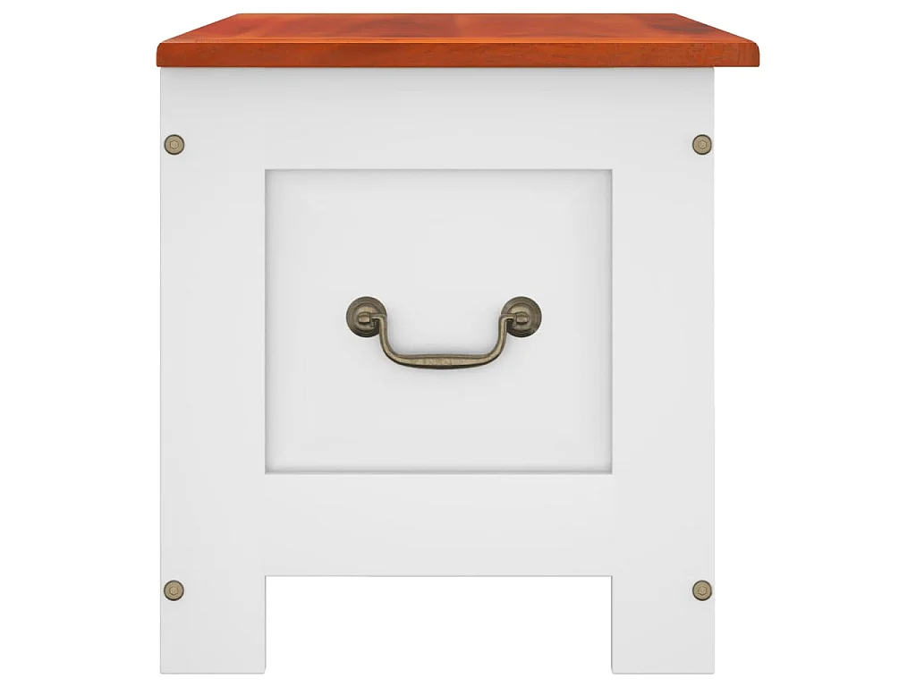 Coffre de rangement et couvercle marron et blanc bois d'acacia