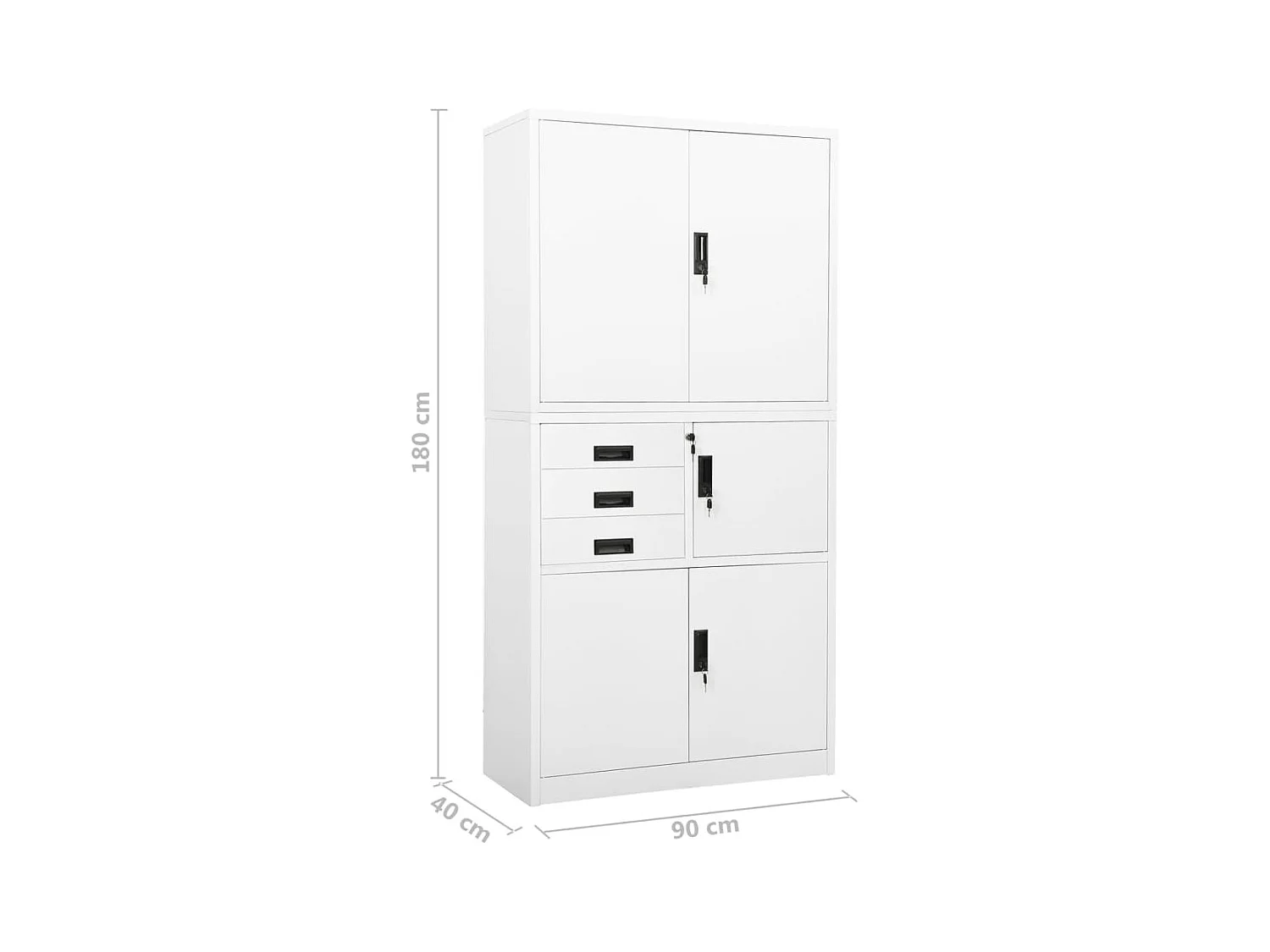 Armoire de bureau Blanc 90x40x180 cm Acier