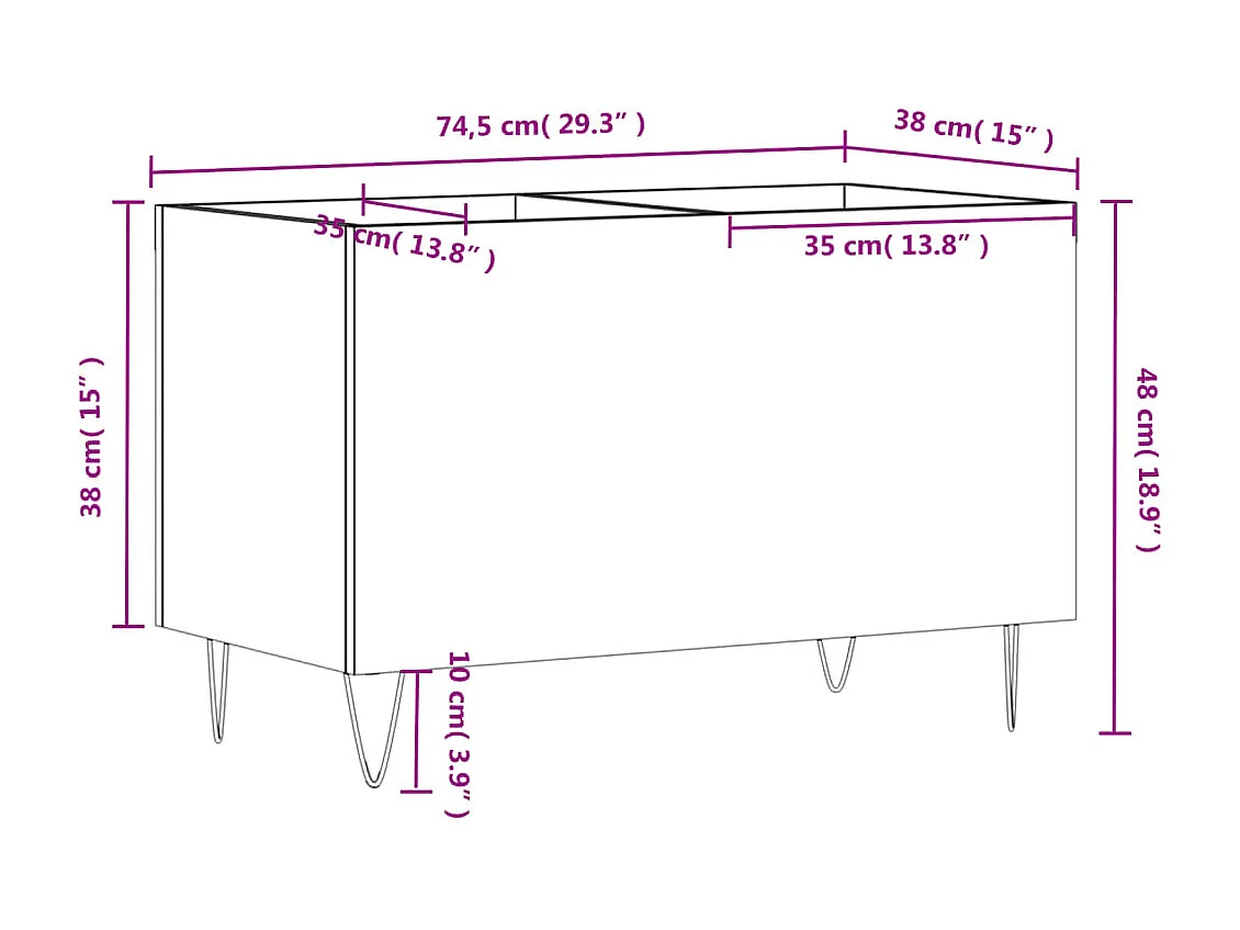 Mueble para discos madera contrachapada negro 74,5x38x48 cm