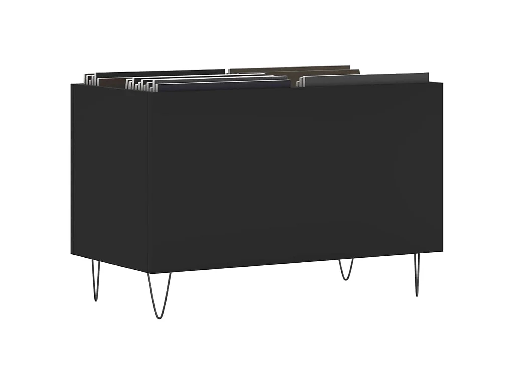 Armoire à disques noir 74,5x38x48 cm bois d'ingénierie