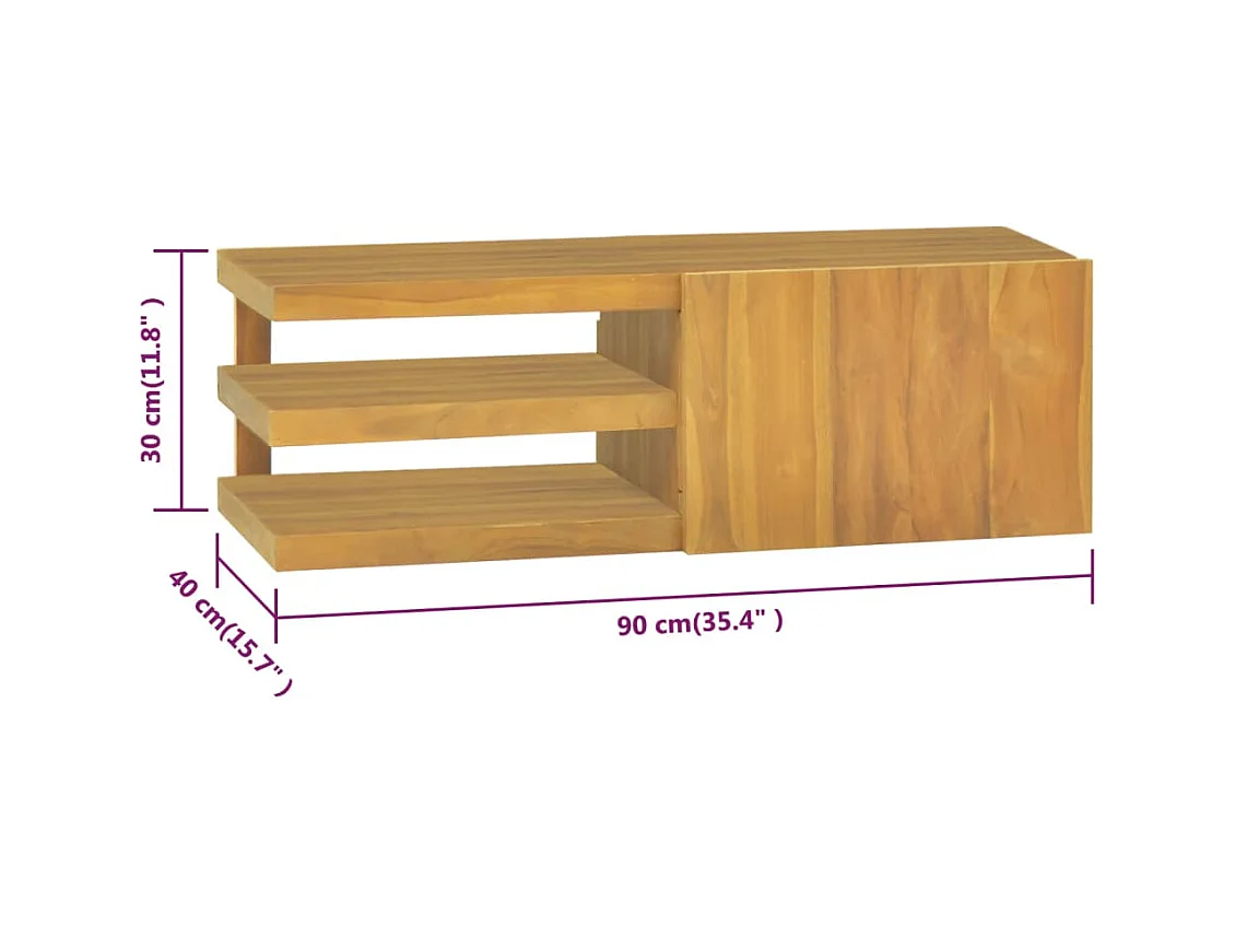 Wand-Badschrank 90x40x30 cm Massivholz Teak