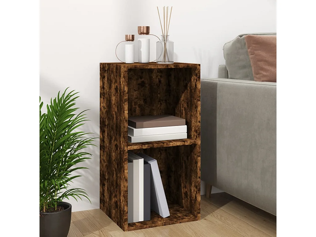 Opbergbox voor LP's 71x34x36 cm bewerkt hout gerookt eikenkleur