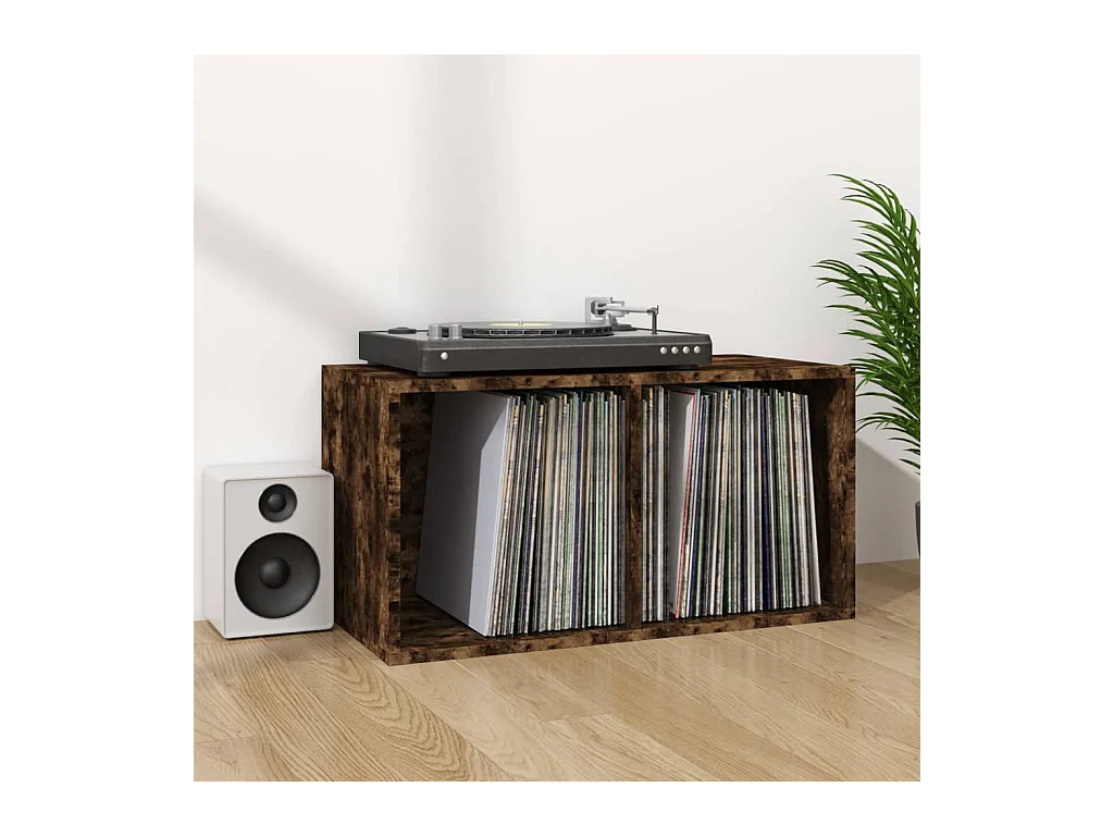 Boîte de rangement à disques vinyle Chêne fumé 71x34x36 cm Bois