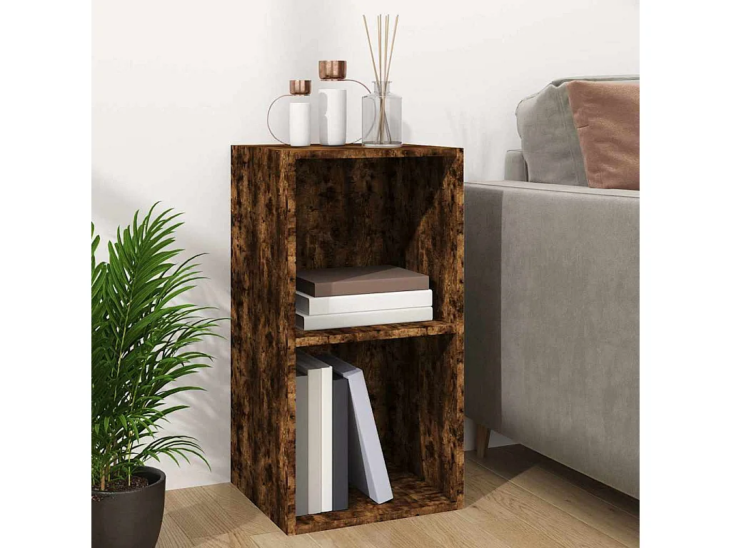 Contenitore per Vinili Rovere Fumo 71x34x36cm Legno Multistrato