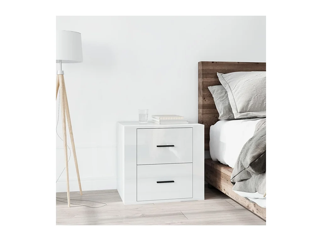 Table de chevet Blanc brillant 50x39x47 cm