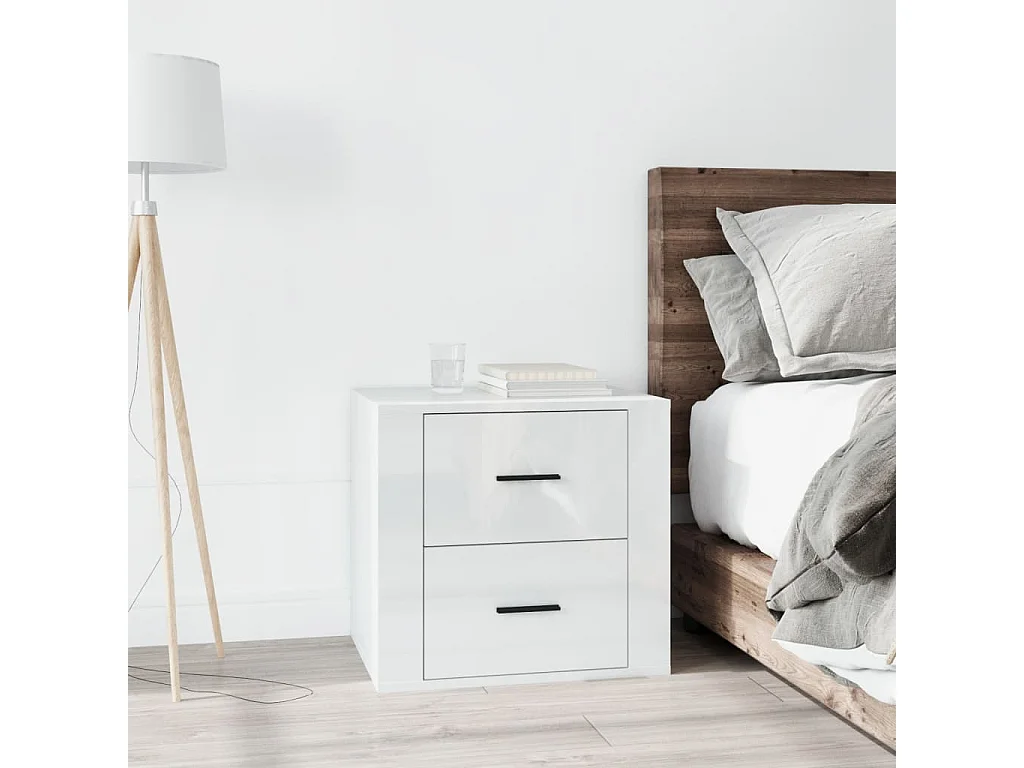 Comodino Bianco Lucido 50x39x47 cm