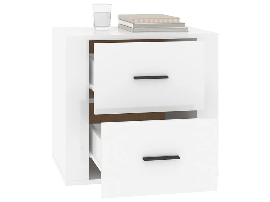 Comodino Bianco Lucido 50x39x47 cm