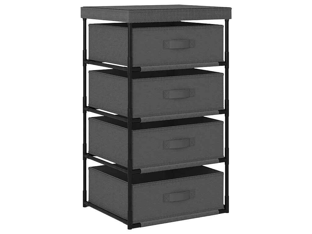 Étagère de rangement avec 4 paniers en tissu Acier Gris