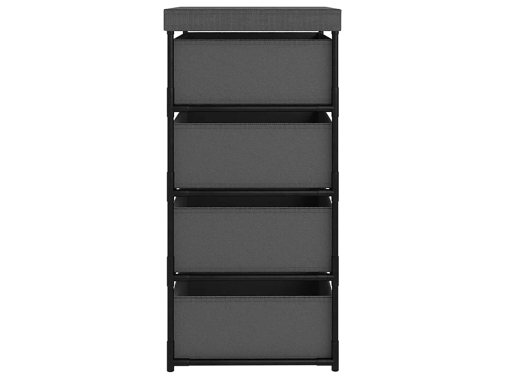 Étagère de rangement avec 4 paniers en tissu Acier Gris
